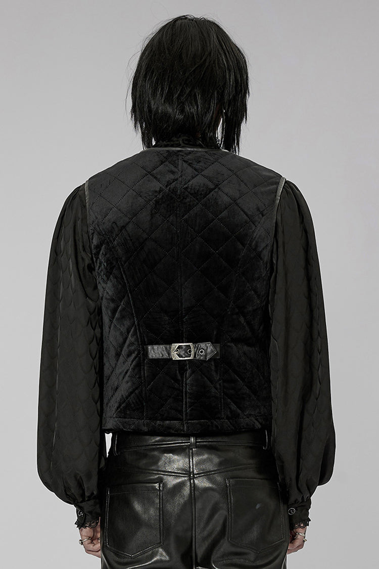 Black Inter-cotton Sleeveless Buckle Gothic Vest