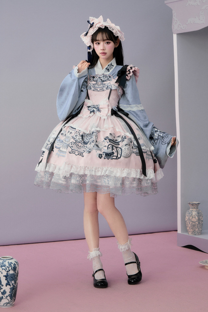 Chinese-style Design Flutter Sleeve Lolita Dress + Ribbon