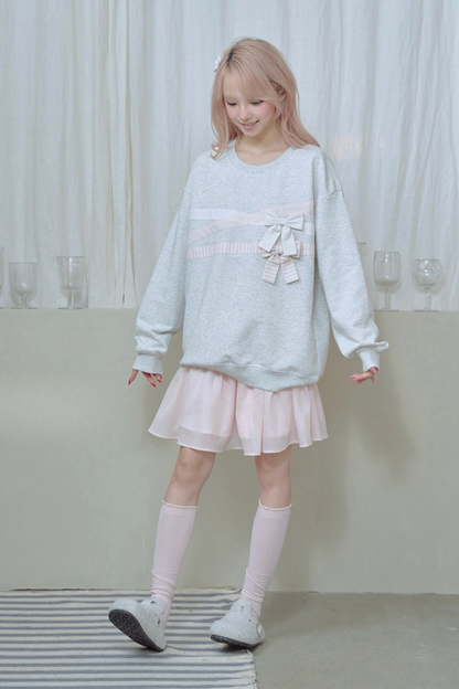 Ribbon Pullover Sweatshirt