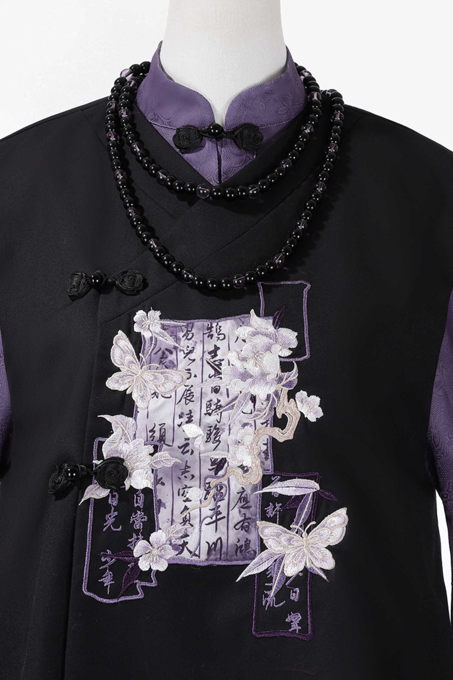Dark Chinese-style Top + Vest + Shorts + Necklace