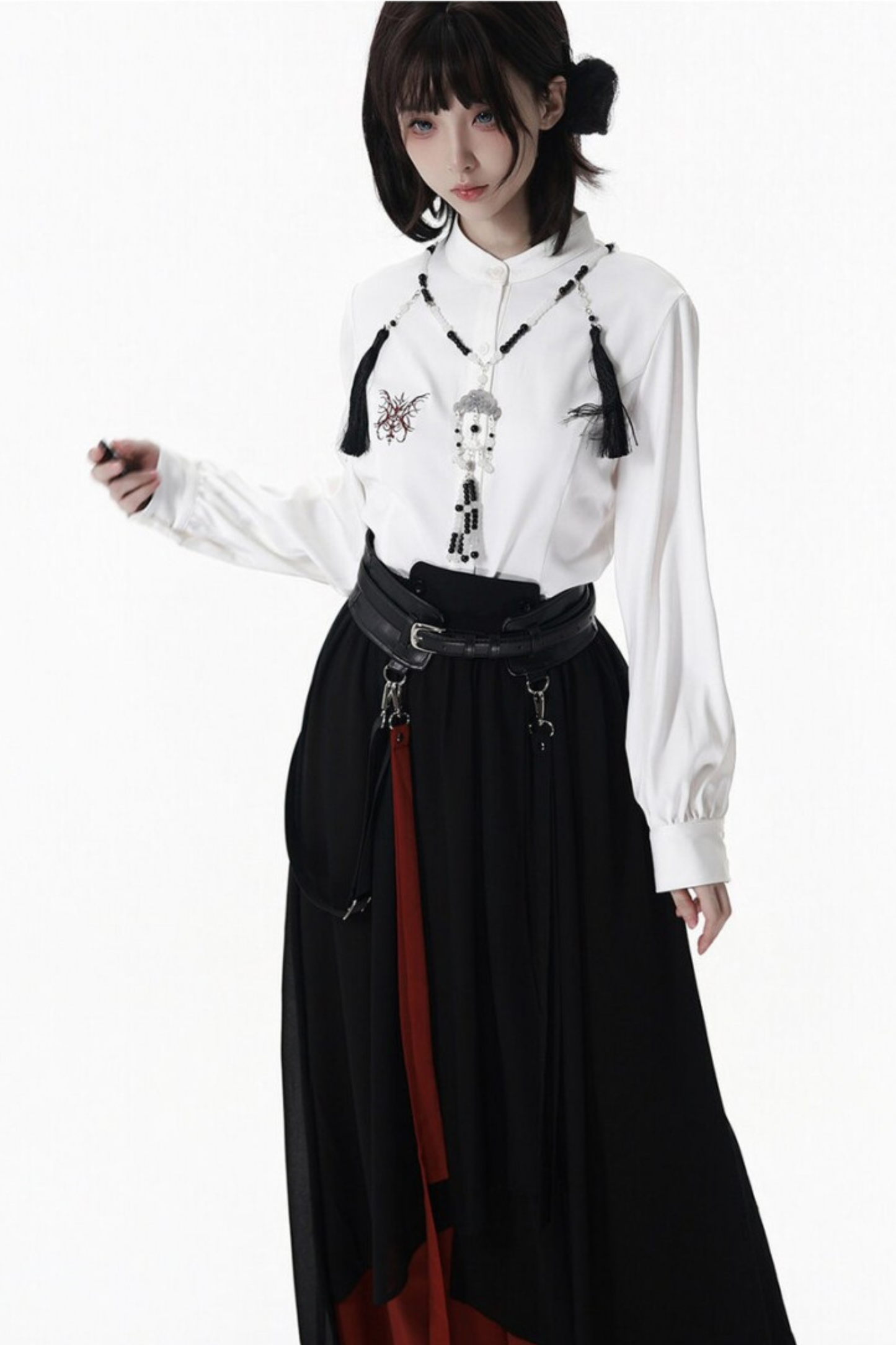 Dark Chinese-style Jacket + Shirt + Pants + Belt + Necklace