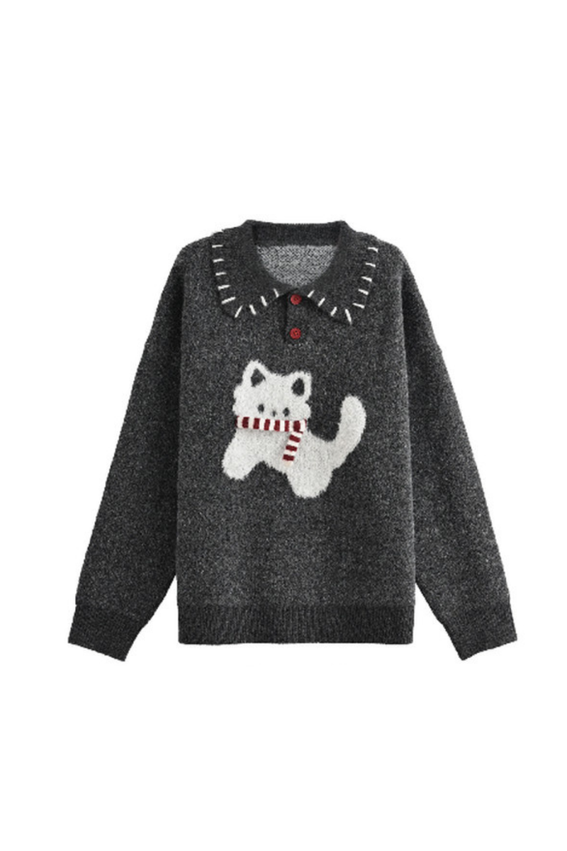 Cat Knit Sweater + Snowflake Cardigan