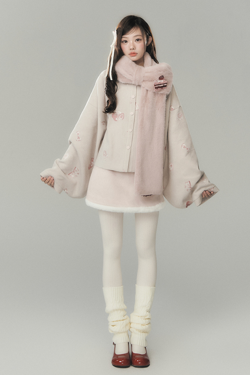 Strawberry Cake Preppy Style Vest + Top + Skirt