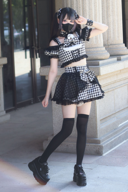 Underground Idol Plaid Matching Set