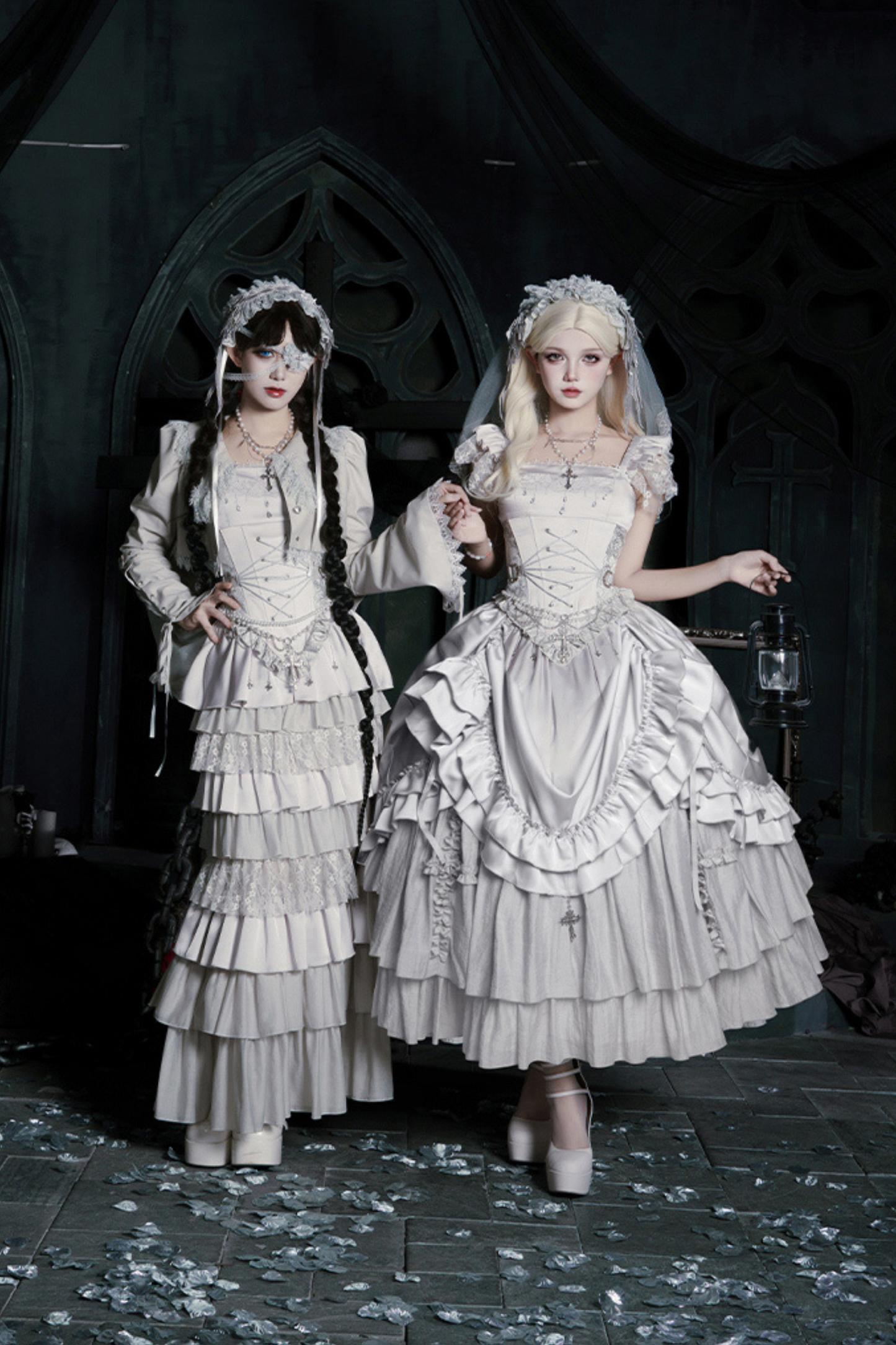 Gothic Lolita Skirt + Corset + Veil + Necklace + Waist Chain