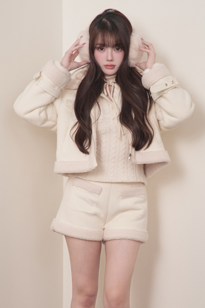 Fur Short Coat + Shorts