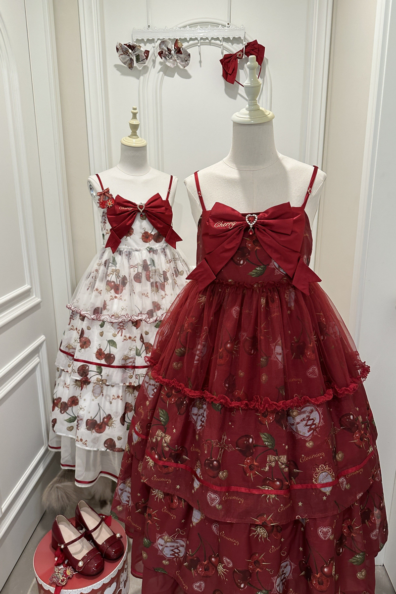 Retro Antique Cherry Sweet Lolita Dress + Jumper Skirt
