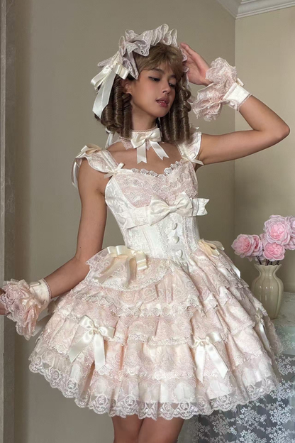 [pre-order] Princess Ballet Tiered Lolita Dress + Headband + Necklace + Sleeves + Tail