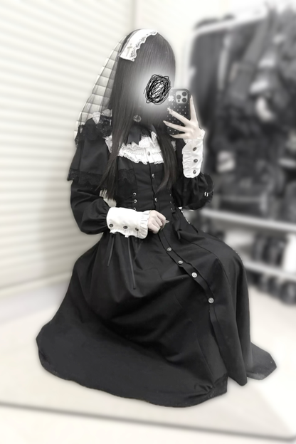 Gothic Layered Lace Long Dress