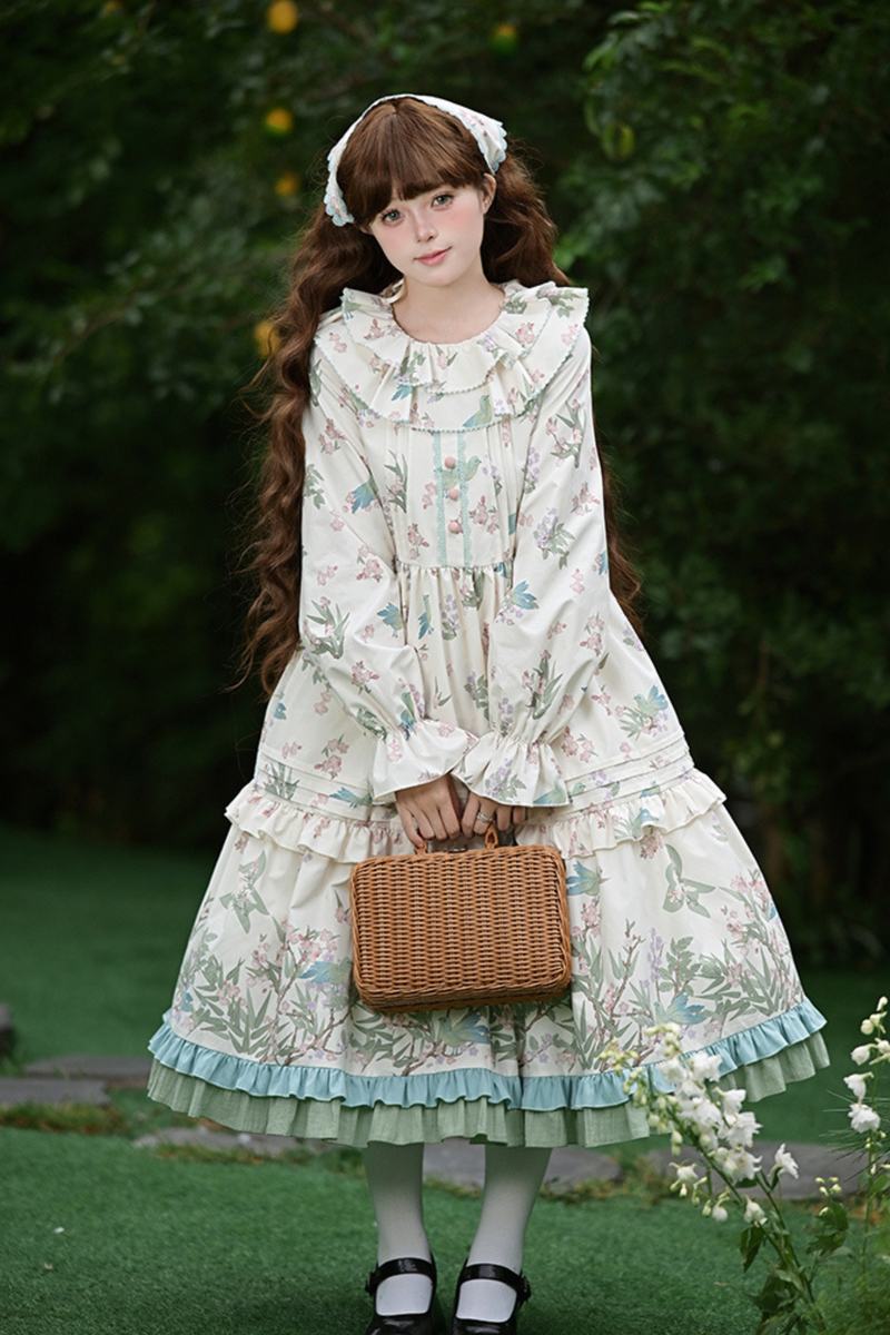 [pre-order] Forest Flower Dress + Suspender Skirt + Blouse + Cardigan + Scarf
