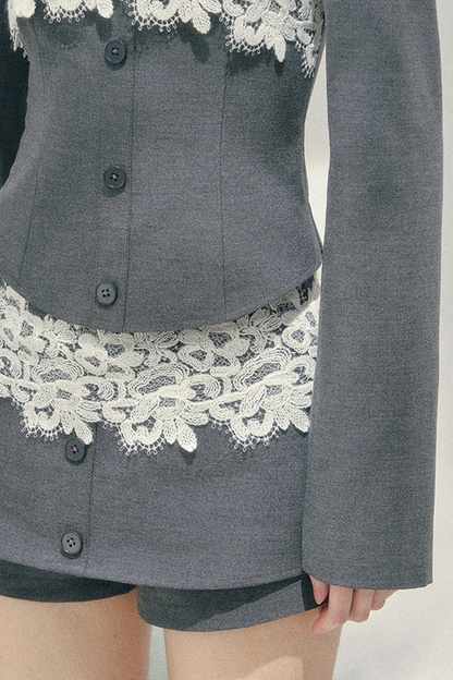Lace Camisole Top + Shawl + Culottes
