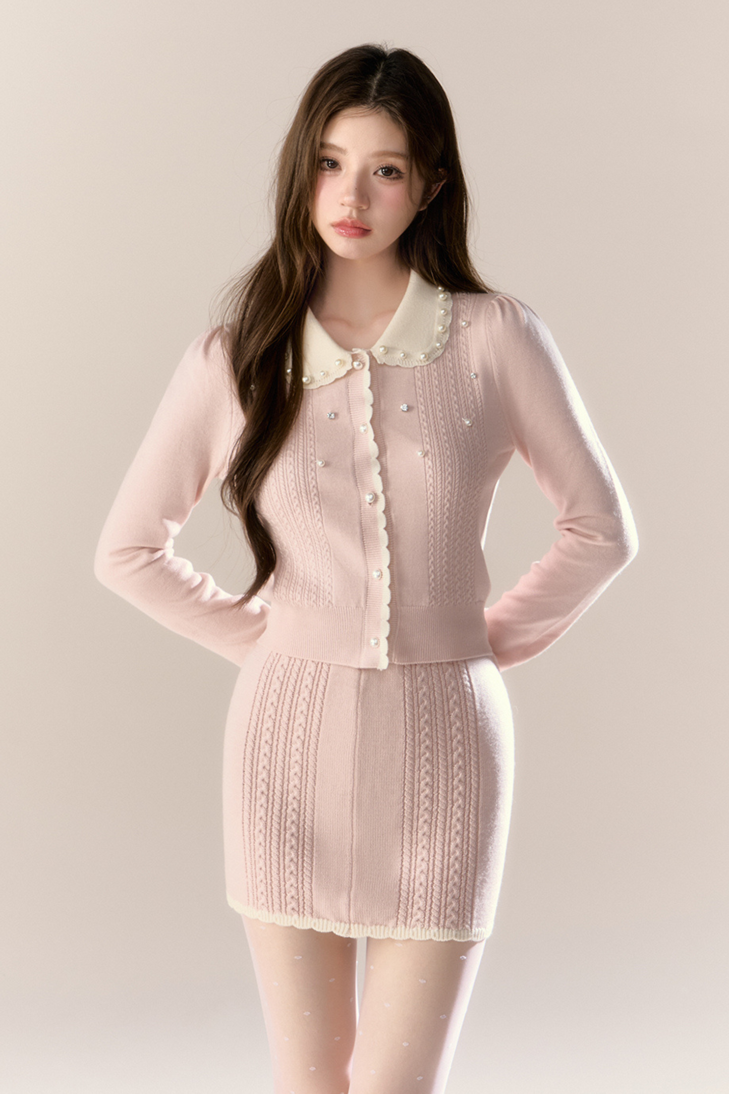 Sweet Island Doll Cardigan + Tight Skirt