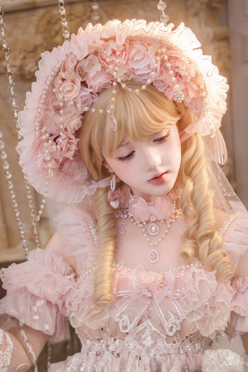 Sweet Flower Tea Party Lolita Accessory Hat + Veil + Necklace + Gloves + Scepter
