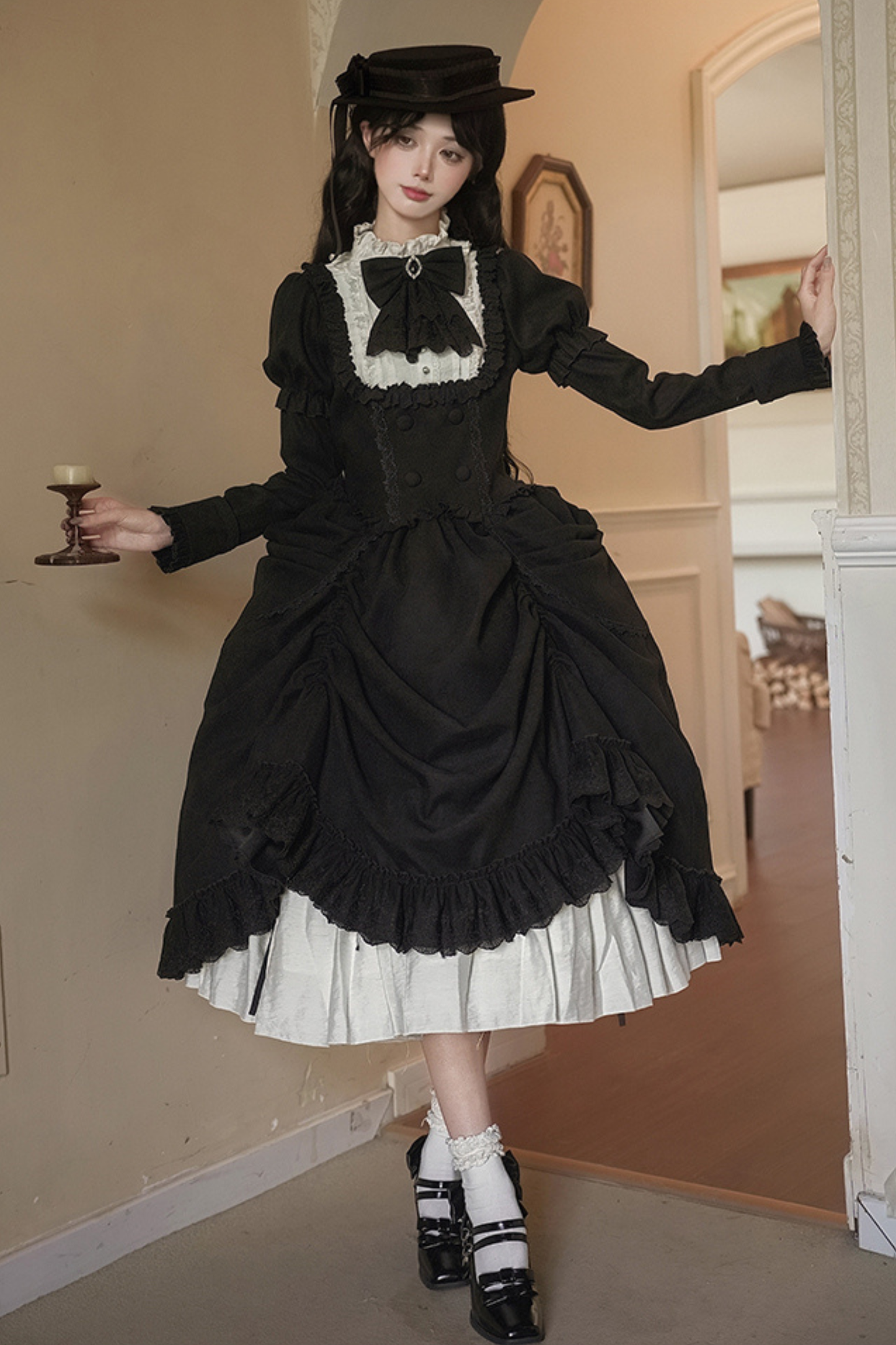 [pre-order] Classic Top + Curtain Skirt + Ribbon Collar + Hat