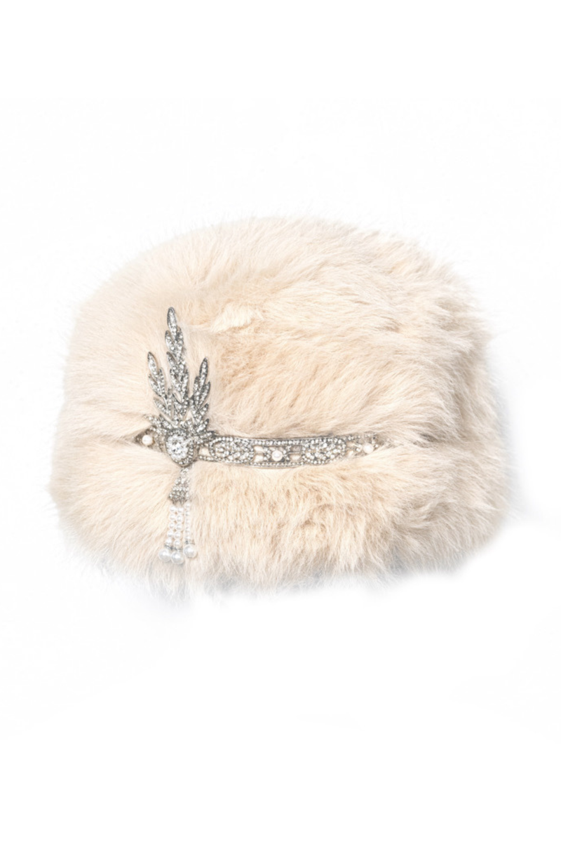 Night Party Gothic Fur Shawl + Hat + Brooch