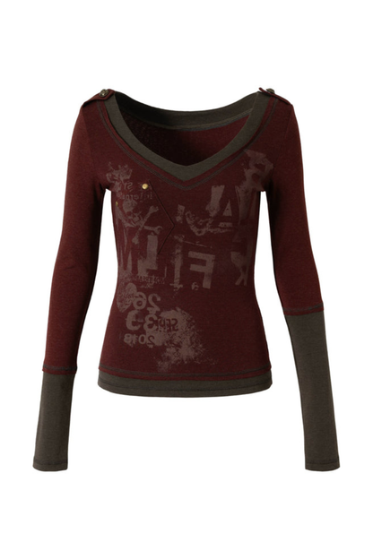 Retro Dark Patchwork Top