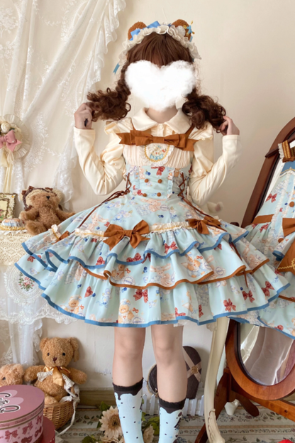 Seaside Bear Tea Party Lolita Dress + Cape