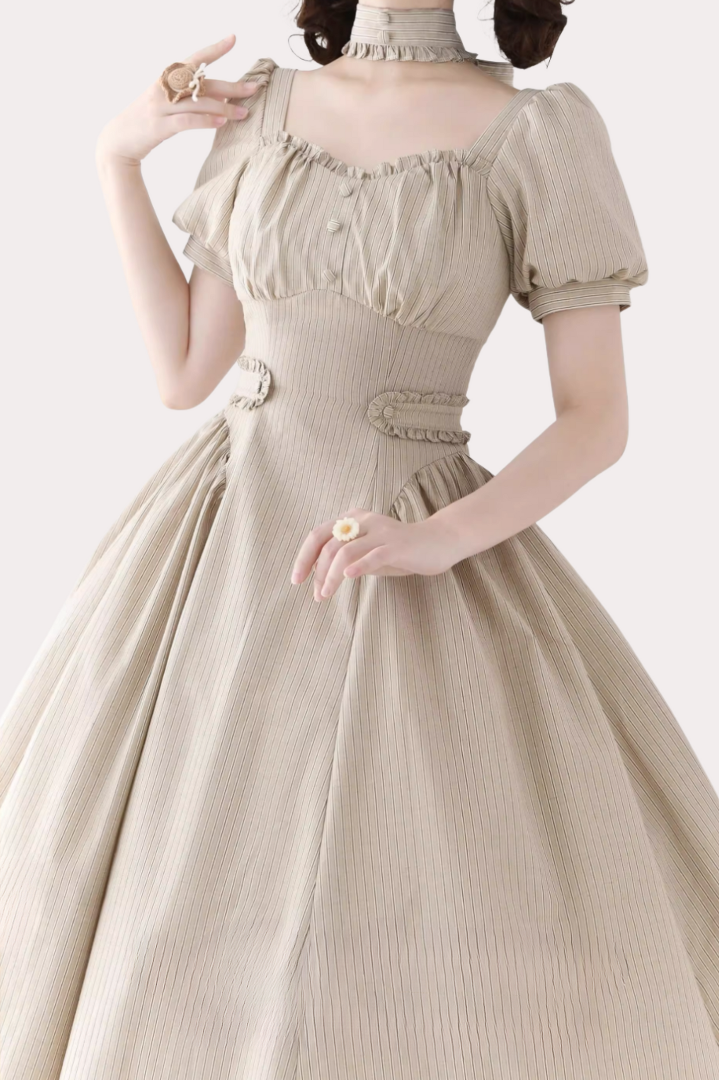 [pre-order] Retro French Classic Cotton & Linen Striped Dress