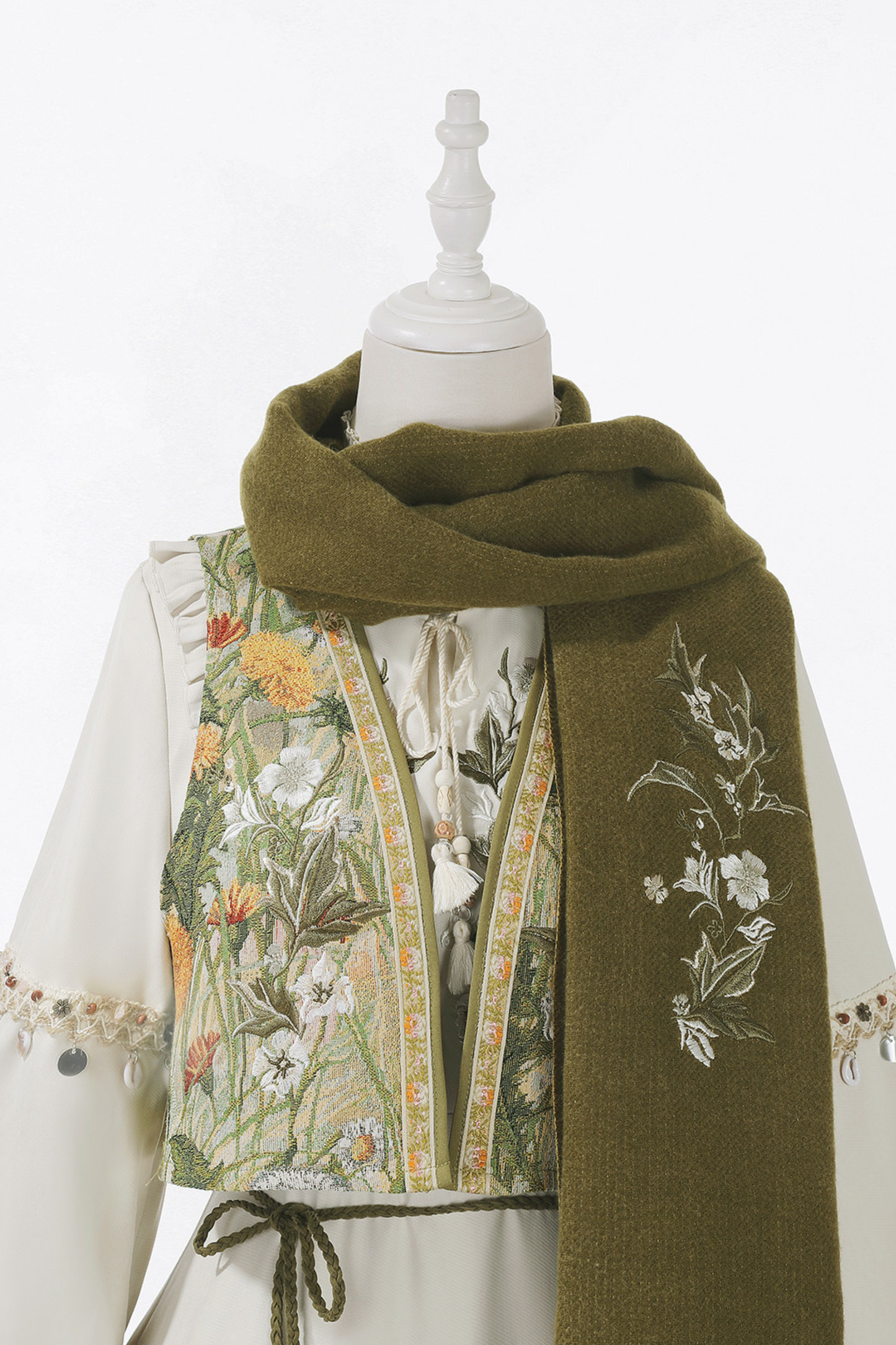 Pastoral Lolita Long Sleeve Dress + Vest + Scarf