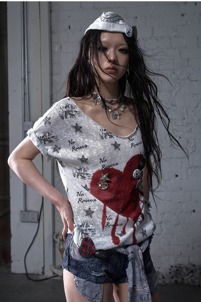 Y2k Tight Print Top
