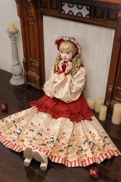Apple Chinese-style Dress + Skirt + Overskirt + Brooch + Shawl