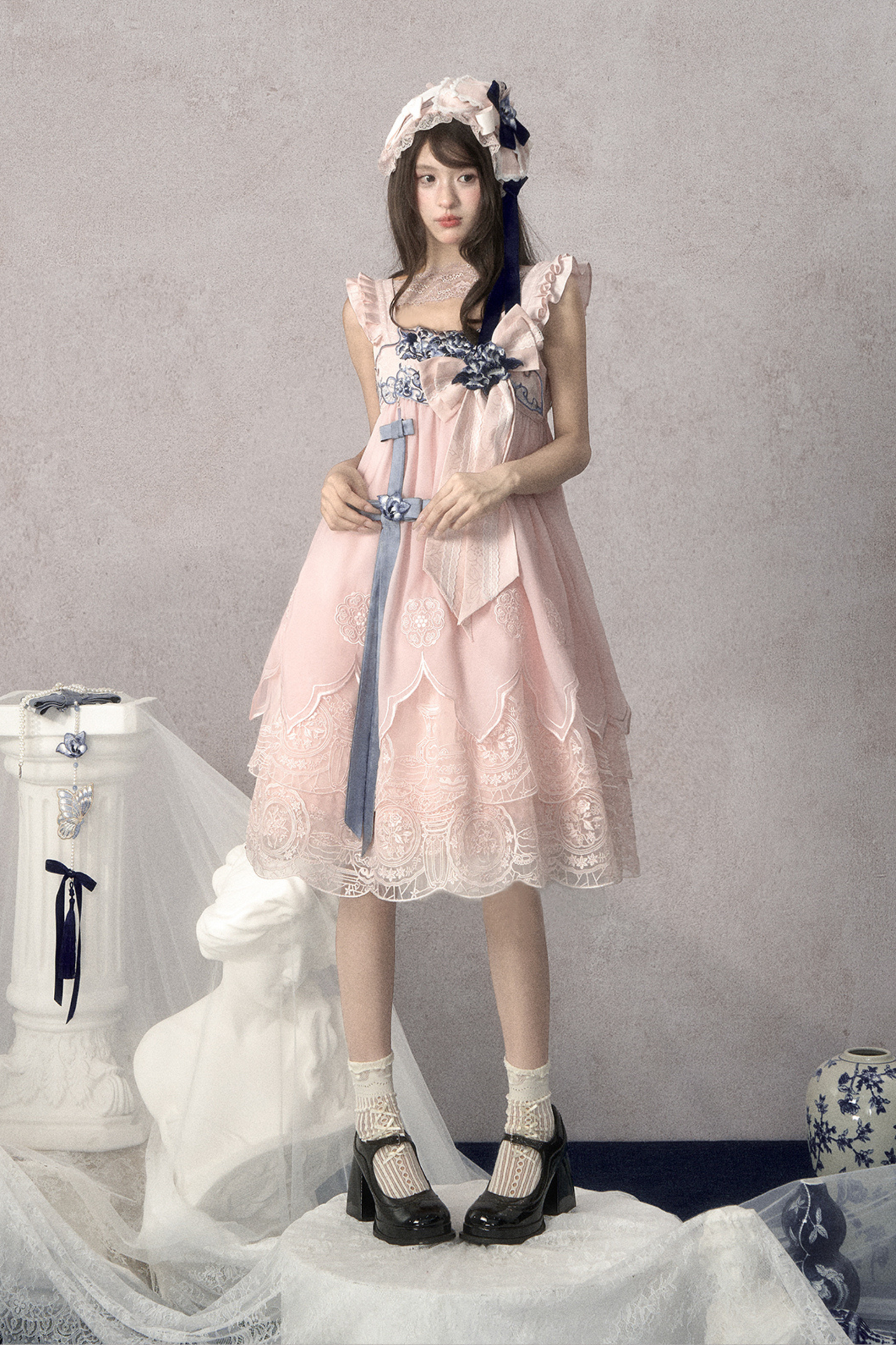 Sweet Chinese-style Suspender Dress