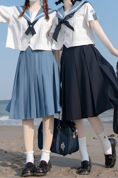 Retro College Sailor Shirt + Ribbon + Skirt