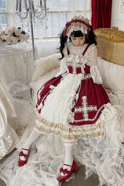 Gothic Doll Lace Jumperskirt + Baby Cap + Hairband + Shawl