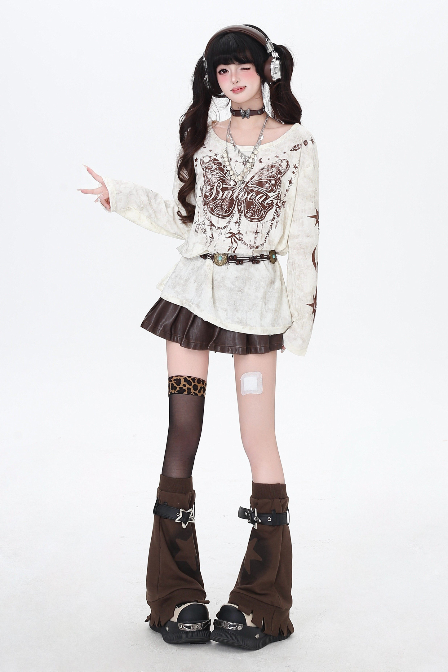 Butterfly Print Ripped Cover Up Top