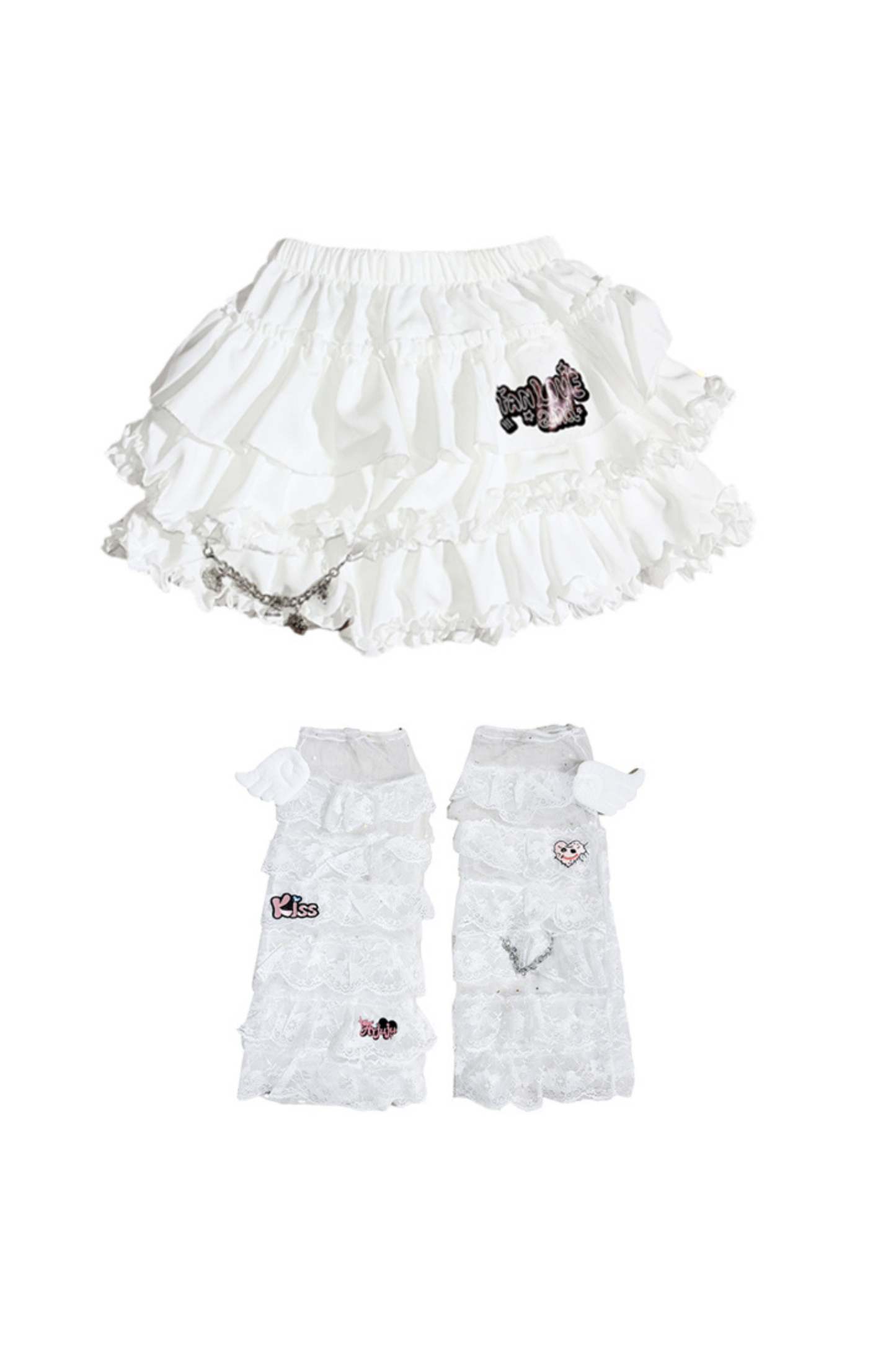 Ruffle Tiered Skirt + Waist Chain + Sock Cover