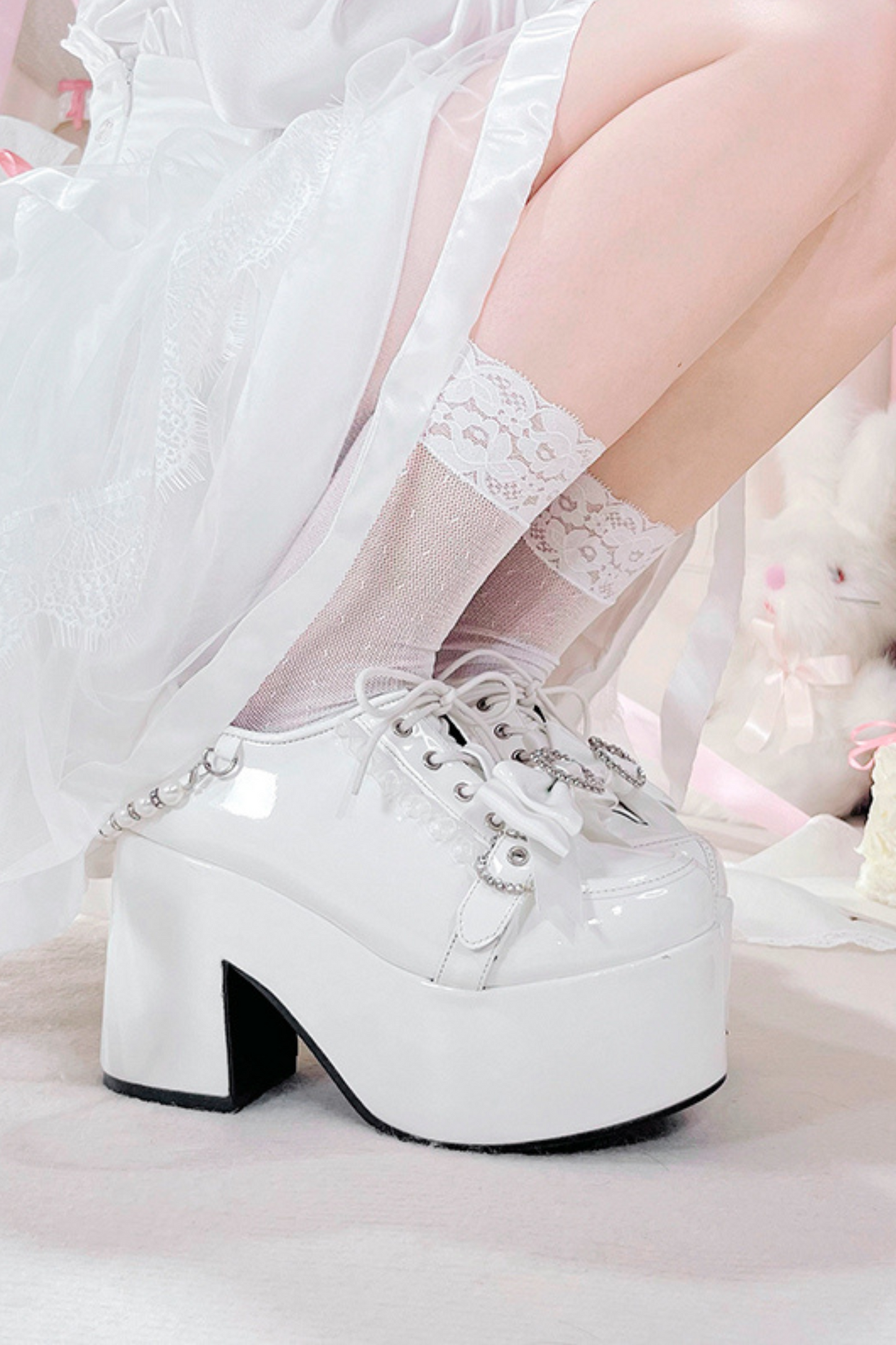 Jirai Ribbon Pearl Strap Doll Subculture Shoes