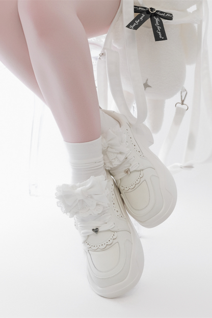 Ribbon Heart Lace Platform Sneakers