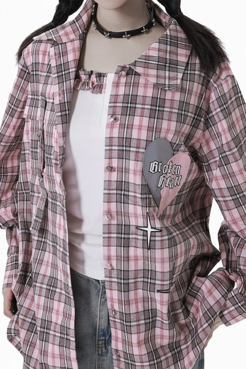 Plaid Loose Shirt + Tank Top