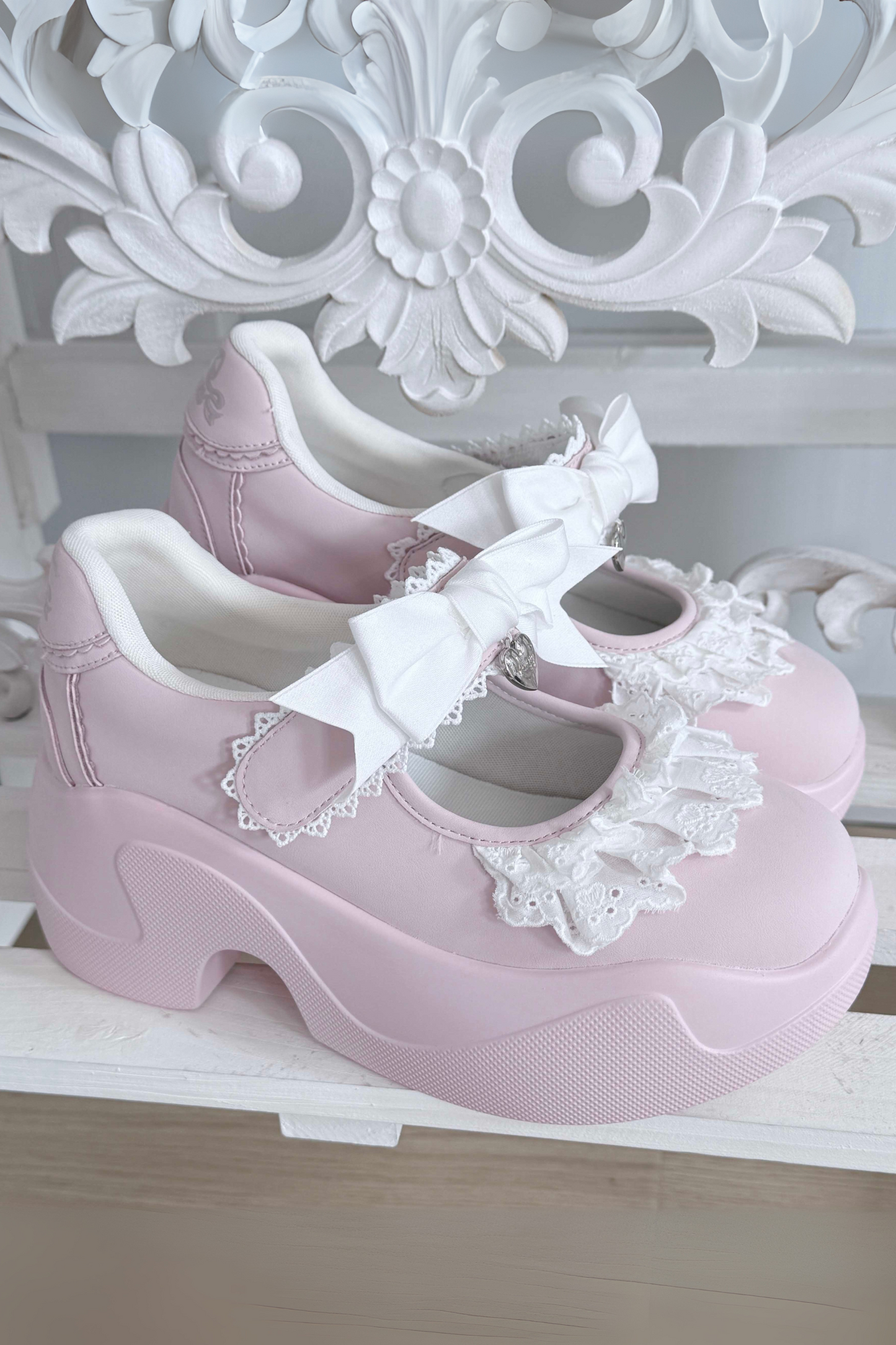 Sweet Girly Lace Ribbon Sneakers
