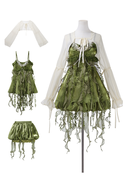 Forest Girl Chinese-style Dress + Top + Skirt