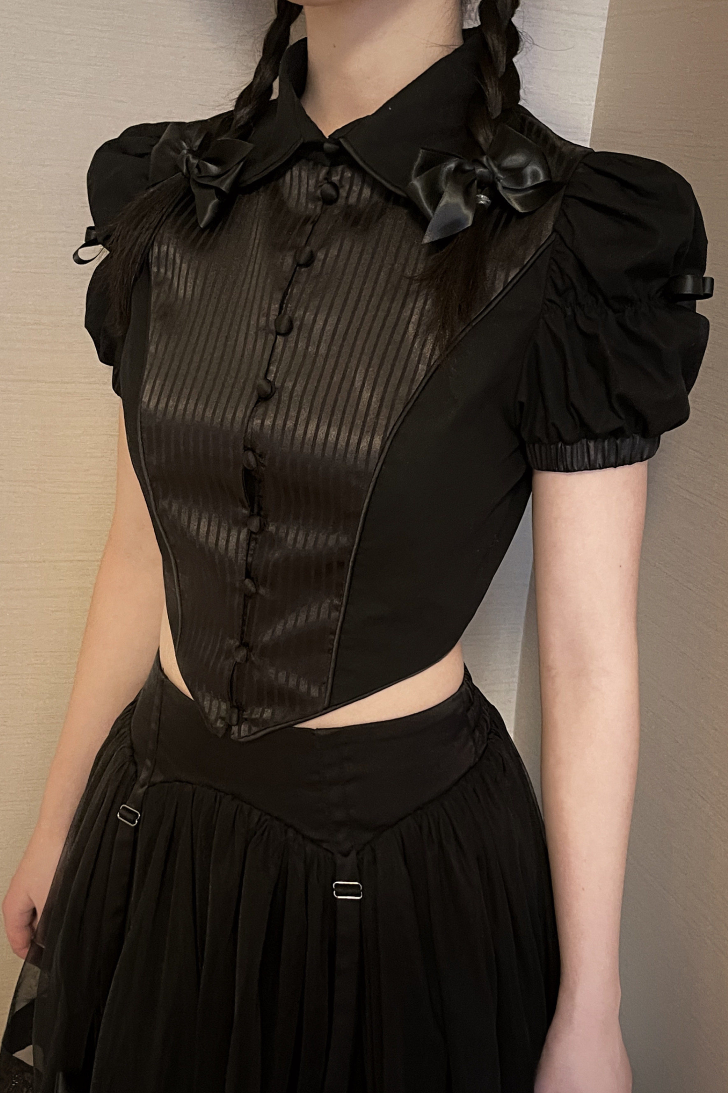 Spider Web French Blouse + Long Skirt