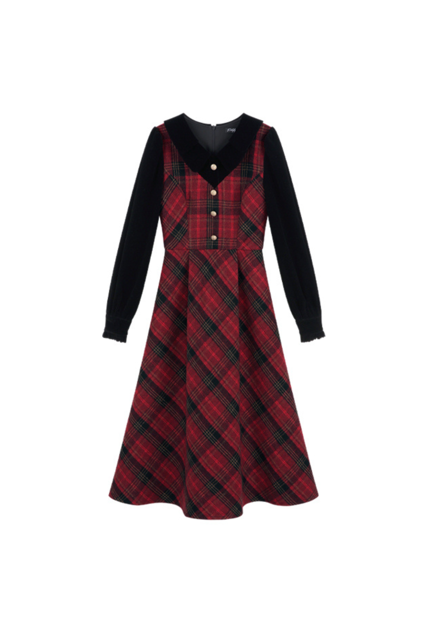 Red Retro Check Tweed Dress