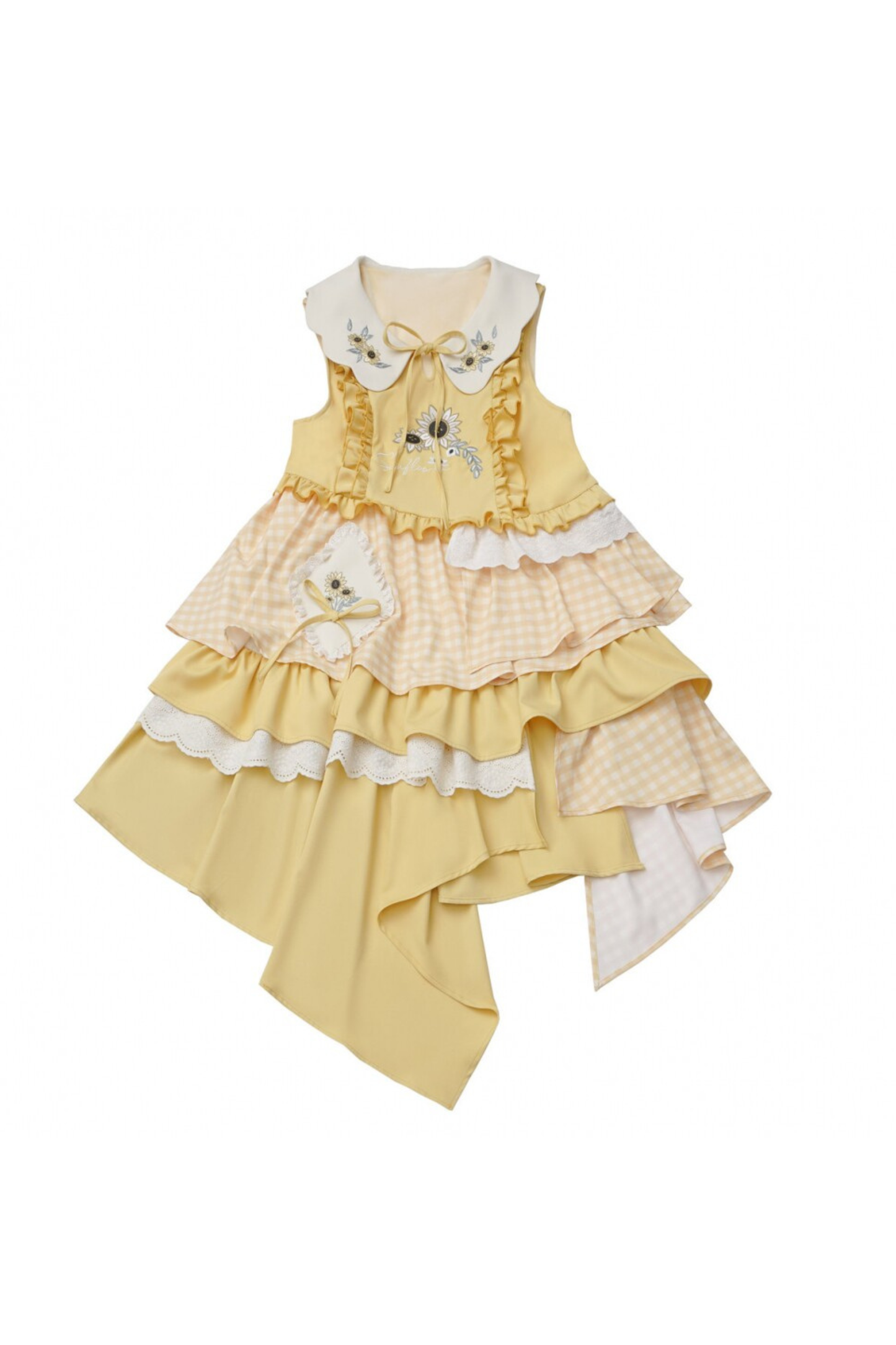 Yellow Ruffled Tank Top + Top + Skirt