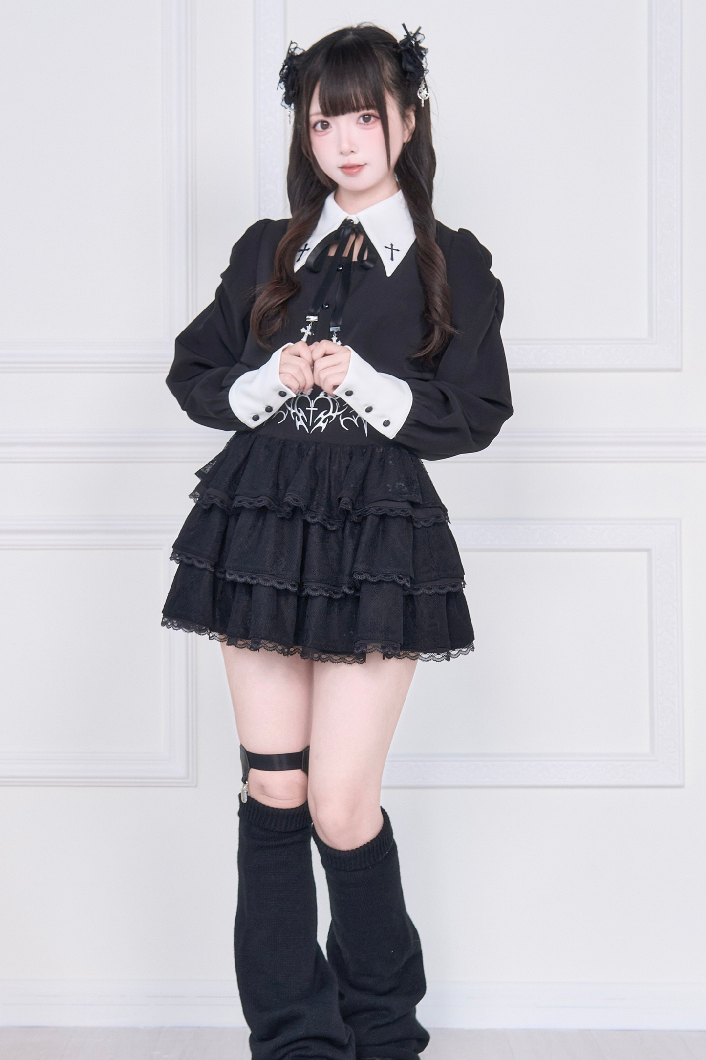 Cross Embroidery Shirt + Skirt