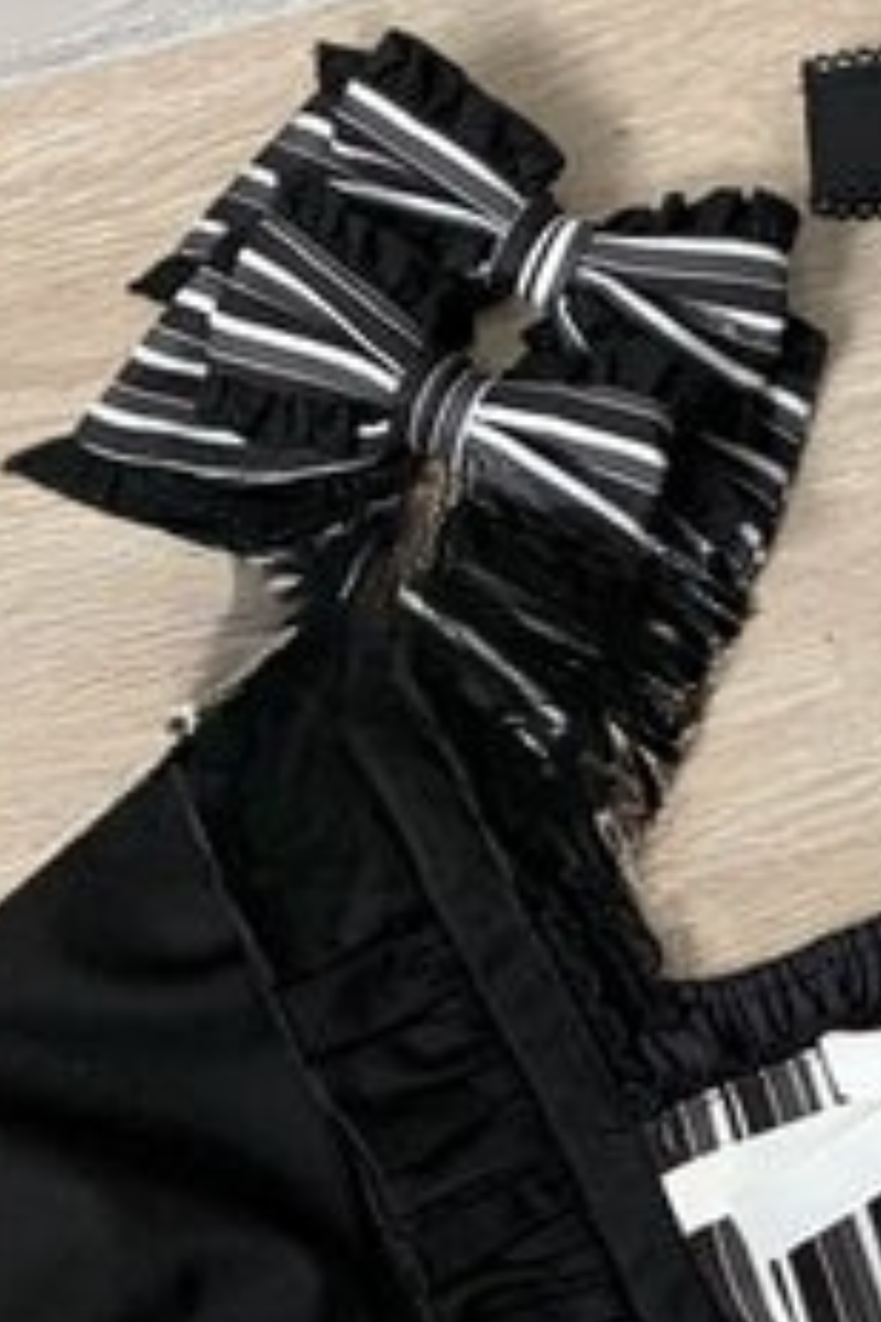 Gothic Lolita Striped Dress + Headband + Clip