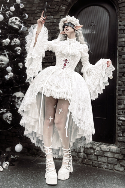 [pre-order Deadline: March 18] Dark Gothic Lolita Skirt + Shirt + Headband + Hat + Sleeve