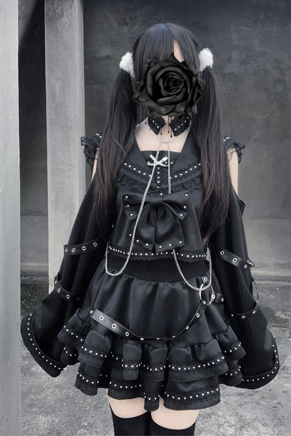 Dark Lace Outfit Top + Skirt