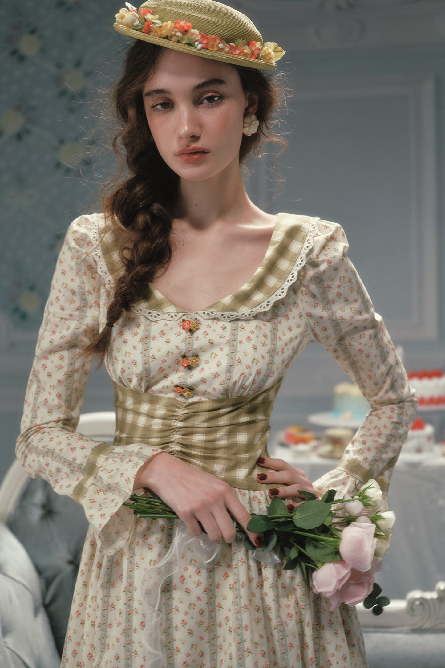 Retro Lace Maid Cotton Dress