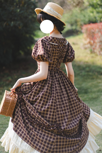 Forest Ward Retro Plaid Lolita Dress + Petticoat