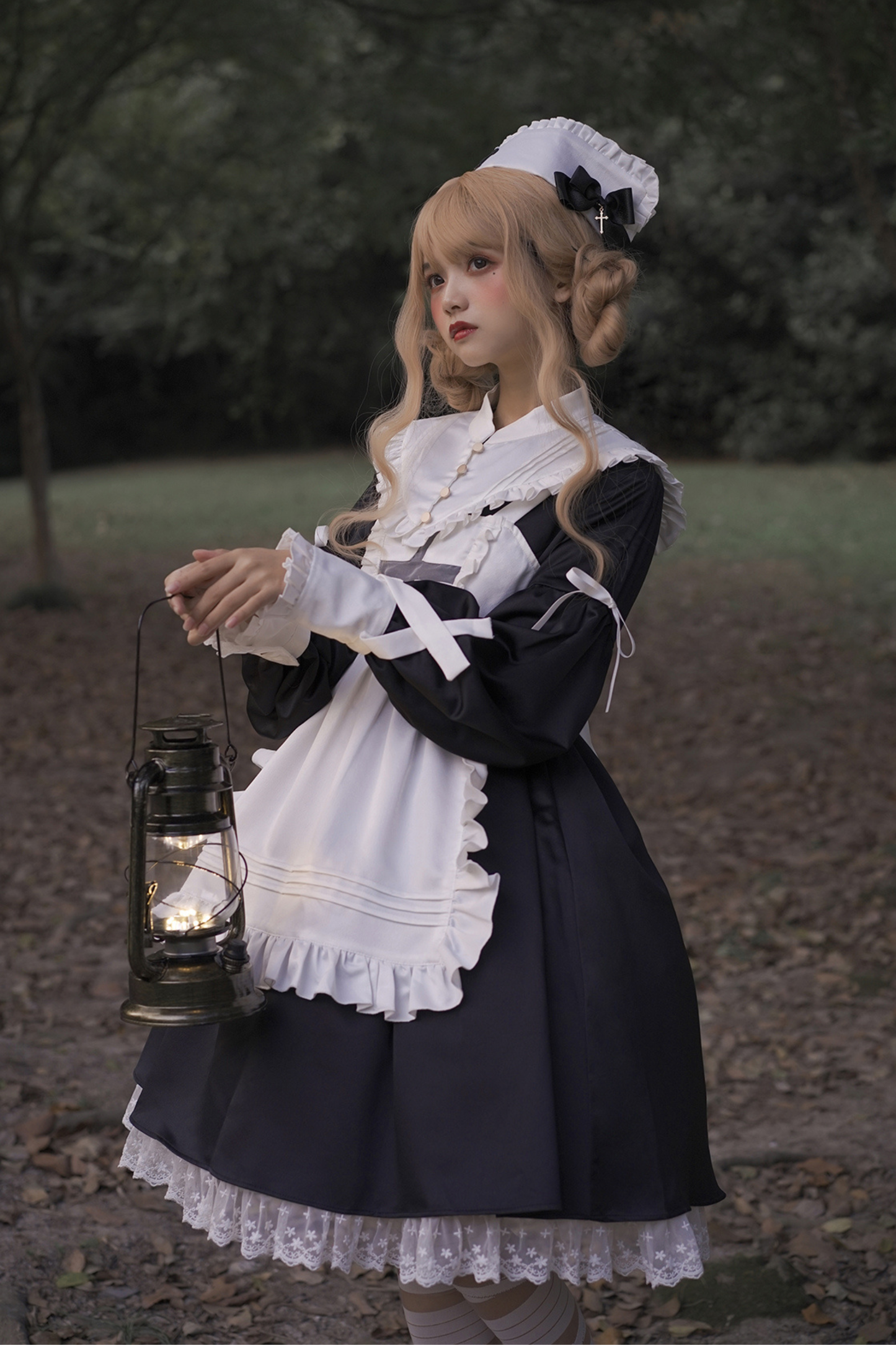 Lantern Angel Maid Lolita Dress + Apron + Detachable Collar