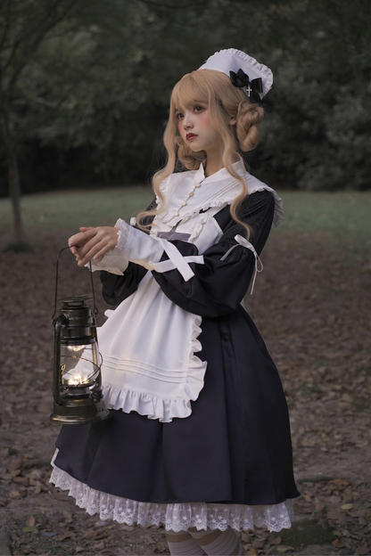 Lantern Angel Maid Lolita Dress + Apron + Detachable Collar