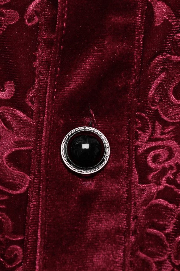 Long Sleeves Embossed Velvet Print Gothic Blouse 2 Colors