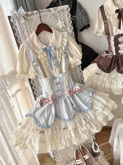 [pre-order Deadline: May 8] Classic Lace Ribbon Blouse + Suspender Tiered Dress Full Set + Complete Set