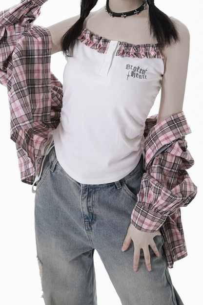 Plaid Loose Shirt + Tank Top