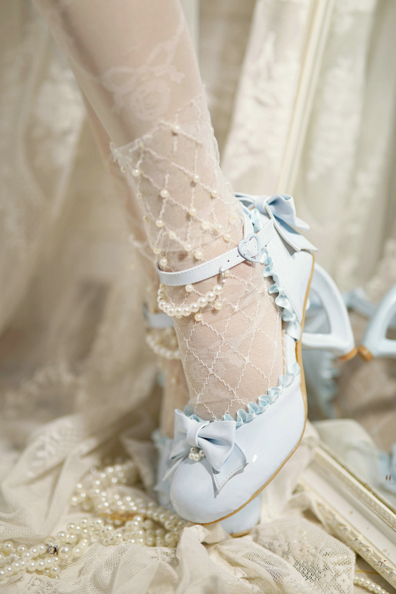 Heart Love Lollita Pearl Peach Heels